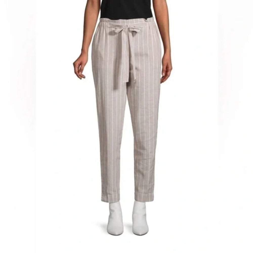 BeachLunchLounge Linen Blend Wide Leg Trousers Striped Size M